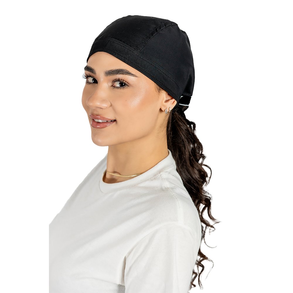 Boneta neagra, unisex, marime universala, cu prindere tip snur la spate