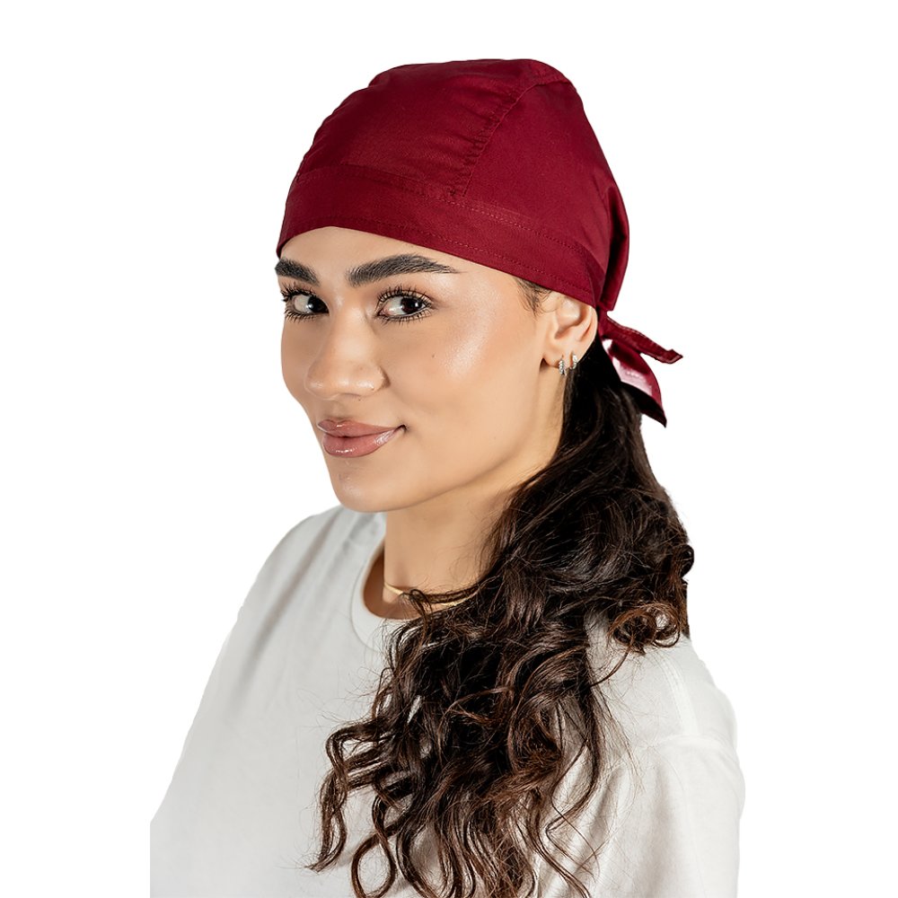 Boneta grena, unisex, marime universala, cu prindere tip snur la spate