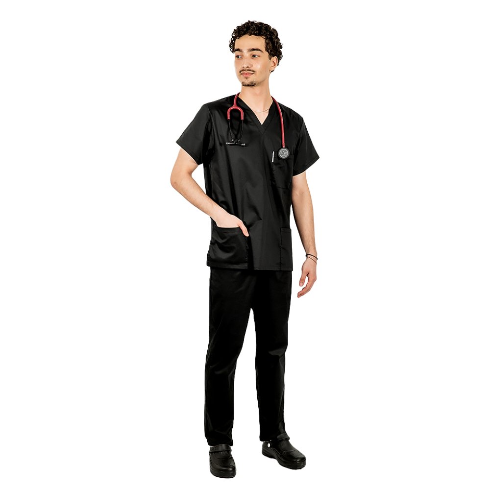 Costum medical barbati negru,model unisex