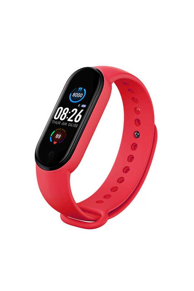 Bratara Fitness Rosu Doctor in uniforma, Ecran 0.96" inch, Bluetooth 4.2, Monitorizare Puls, Tensiune, Temperatura, Oxigen, Calitate Somn