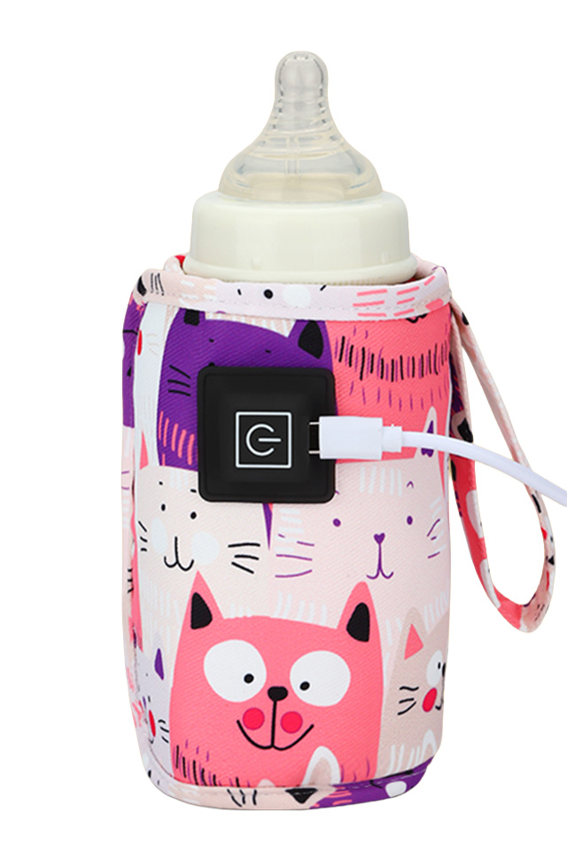 Incalzitor portabil auto pentru biberon cu usb roz