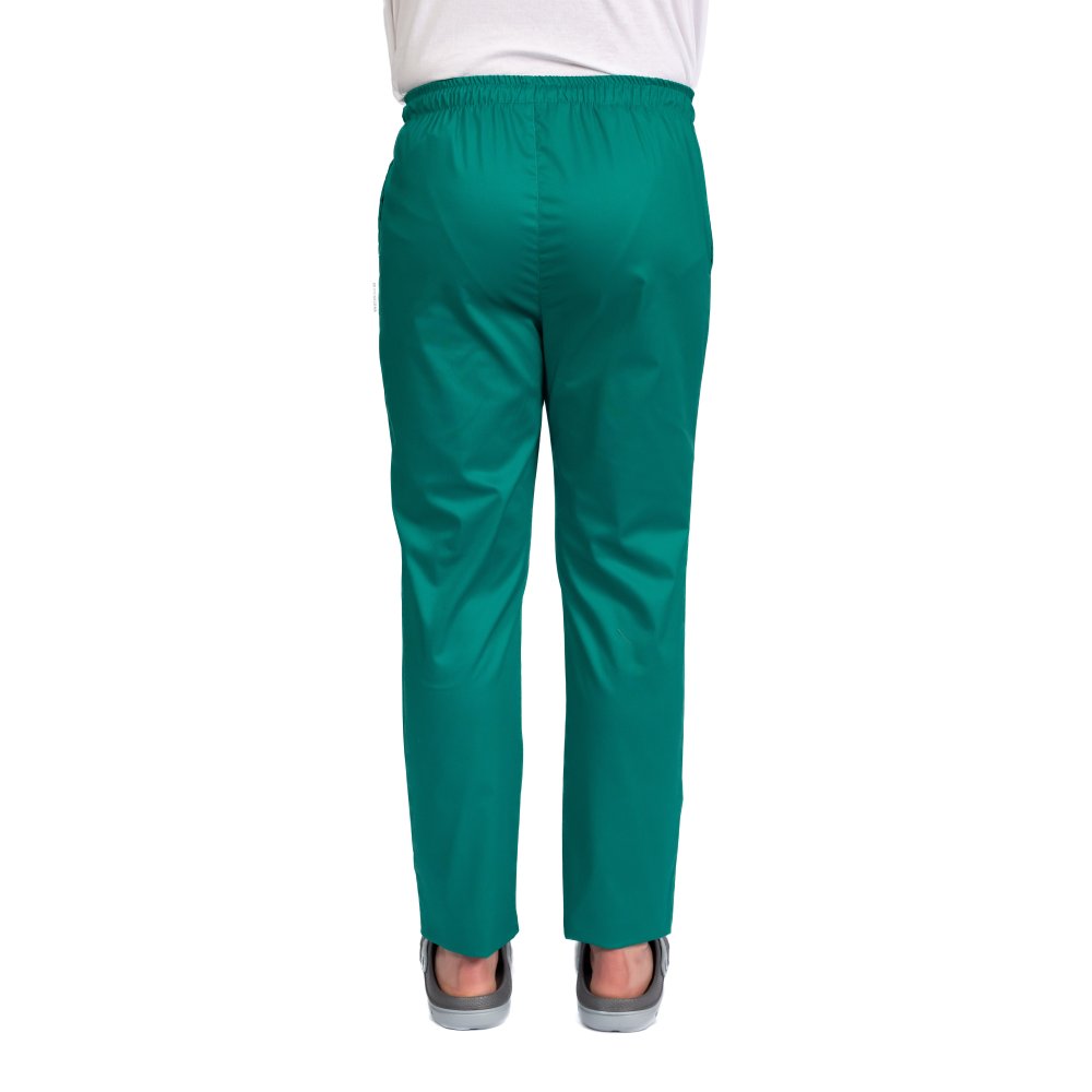Pantaloni medicali cu elastan verde barbati cu elastic si doua buzunare laterale