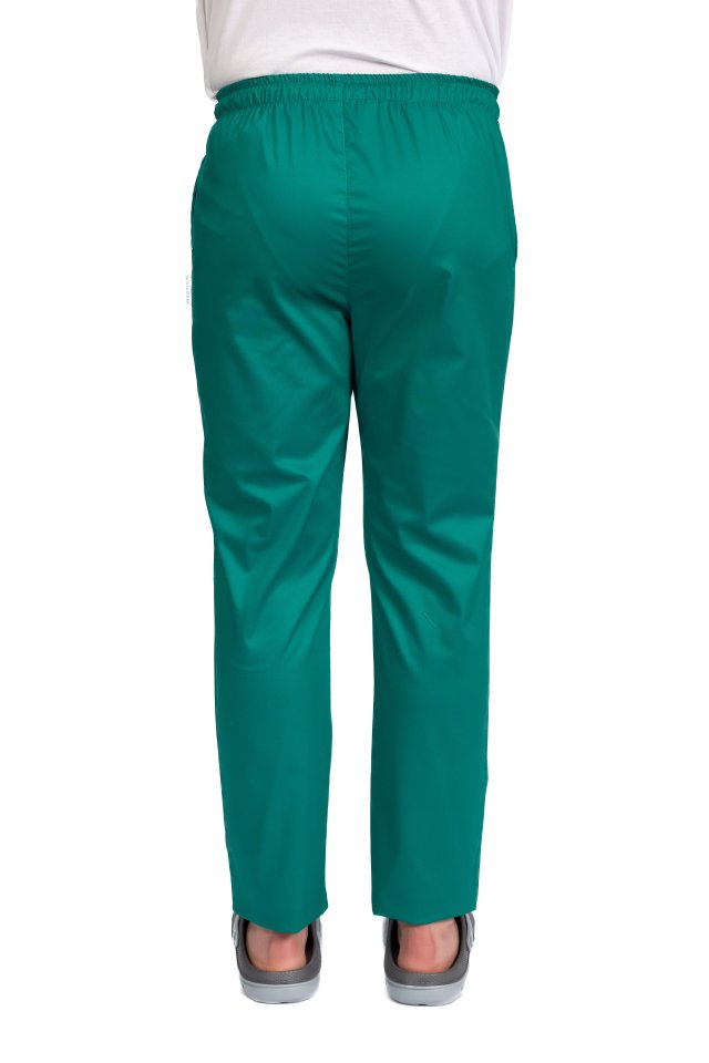 Pantaloni medicali cu elastan verde barbati cu elastic si doua buzunare laterale