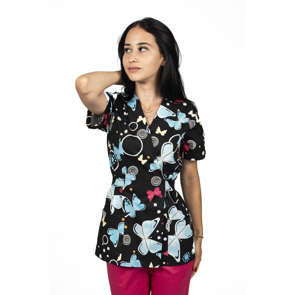 Halat medical kimono Blackbutterfly cu doua buzunare aplicate 