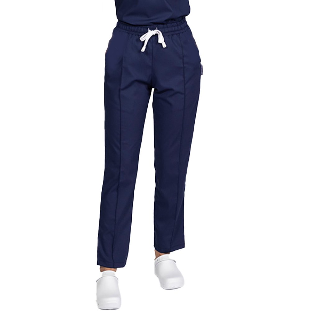 Pantaloni medicali stretch bleumarin cu snur si elastic