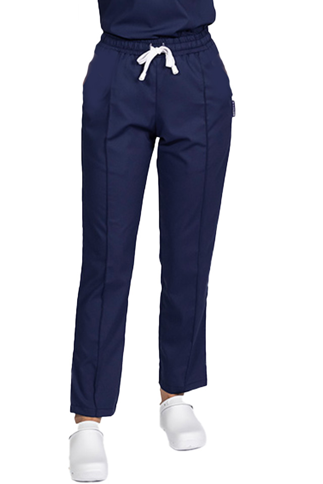 Pantaloni medicali stretch bleumarin cu snur si elastic