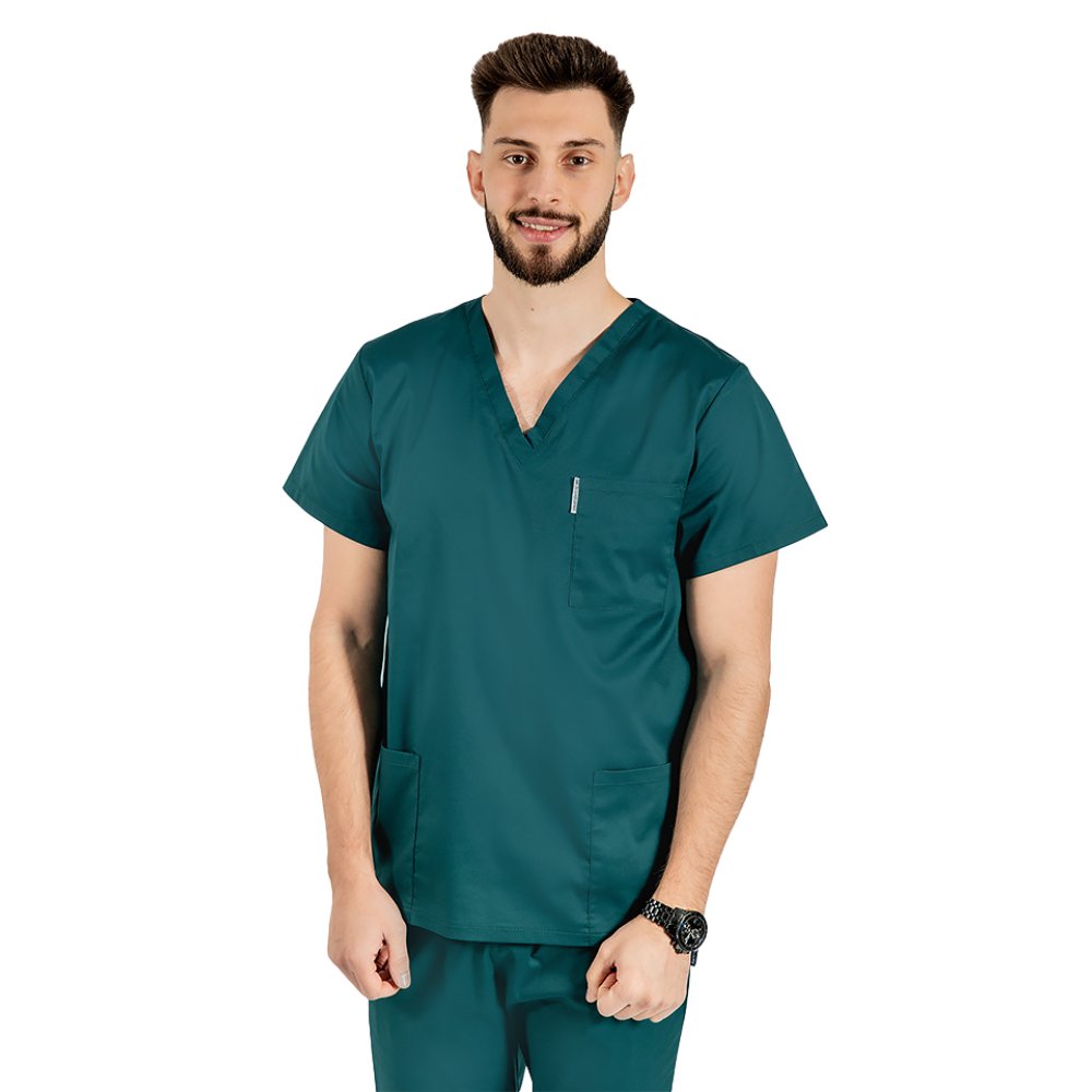 Costum medical barbati cu elastan culoare tuborg