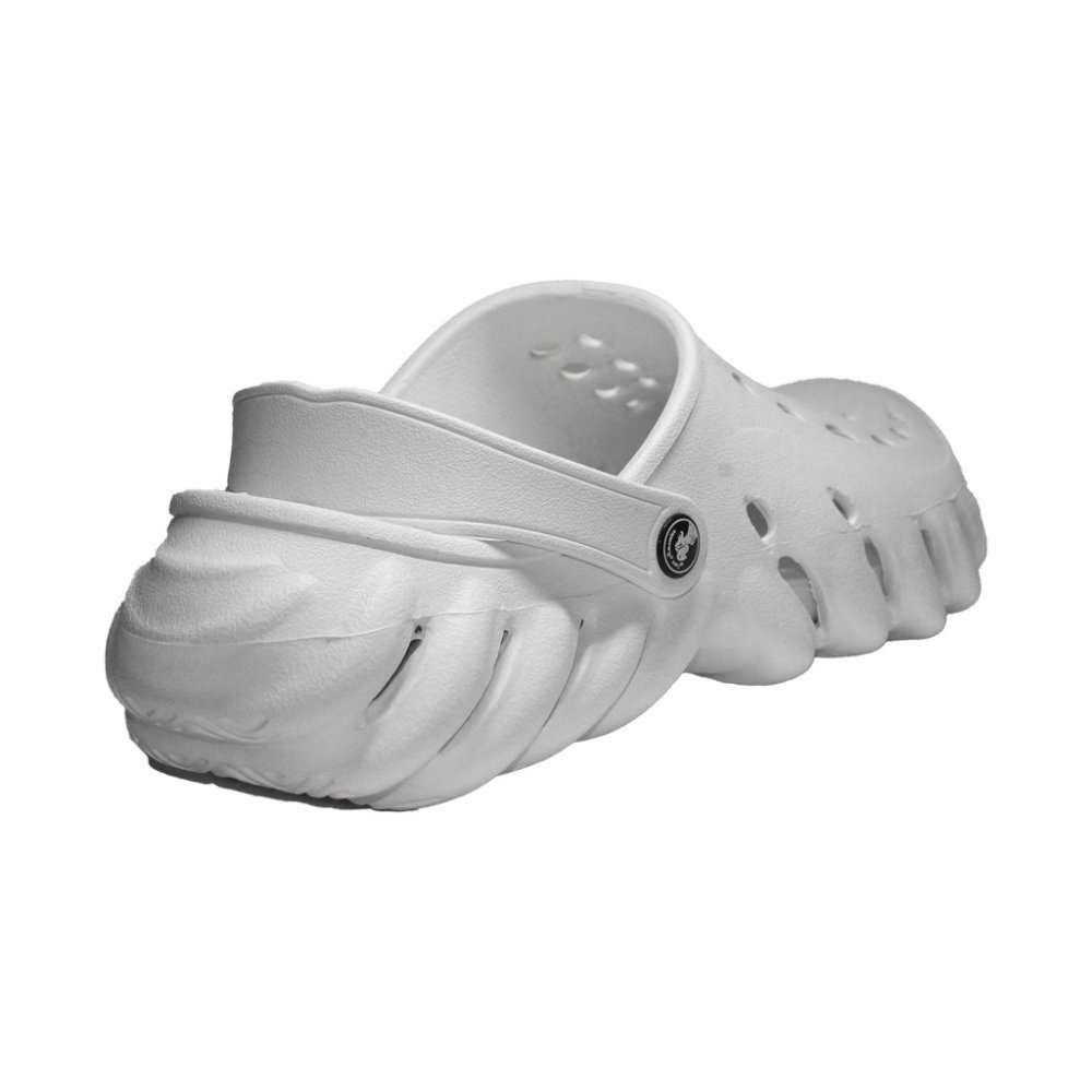 Saboti medicali profesionali tip crocs albi din spuma EVA - model barbati, cu detalii aplicate Saboti medicali profesionali tip crocs albi din spuma EVA - model barbati, cu detalii aplicate