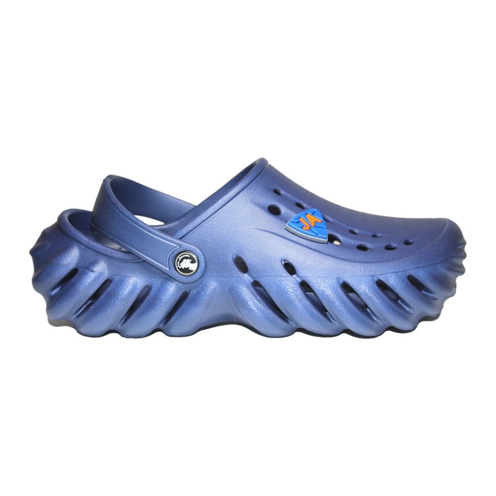 Saboti medicali profesionali tip crocs bleumarin din spuma EVA - model barbati, cu detalii aplicate