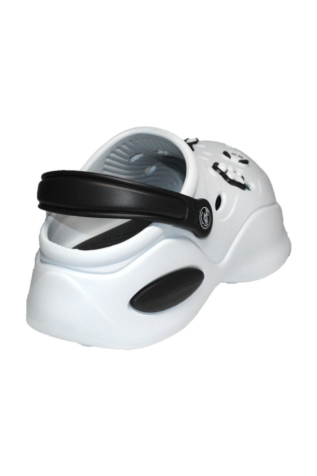 Saboti medicali alb cu negru pentru femei - Clogs cu detalii aplicate