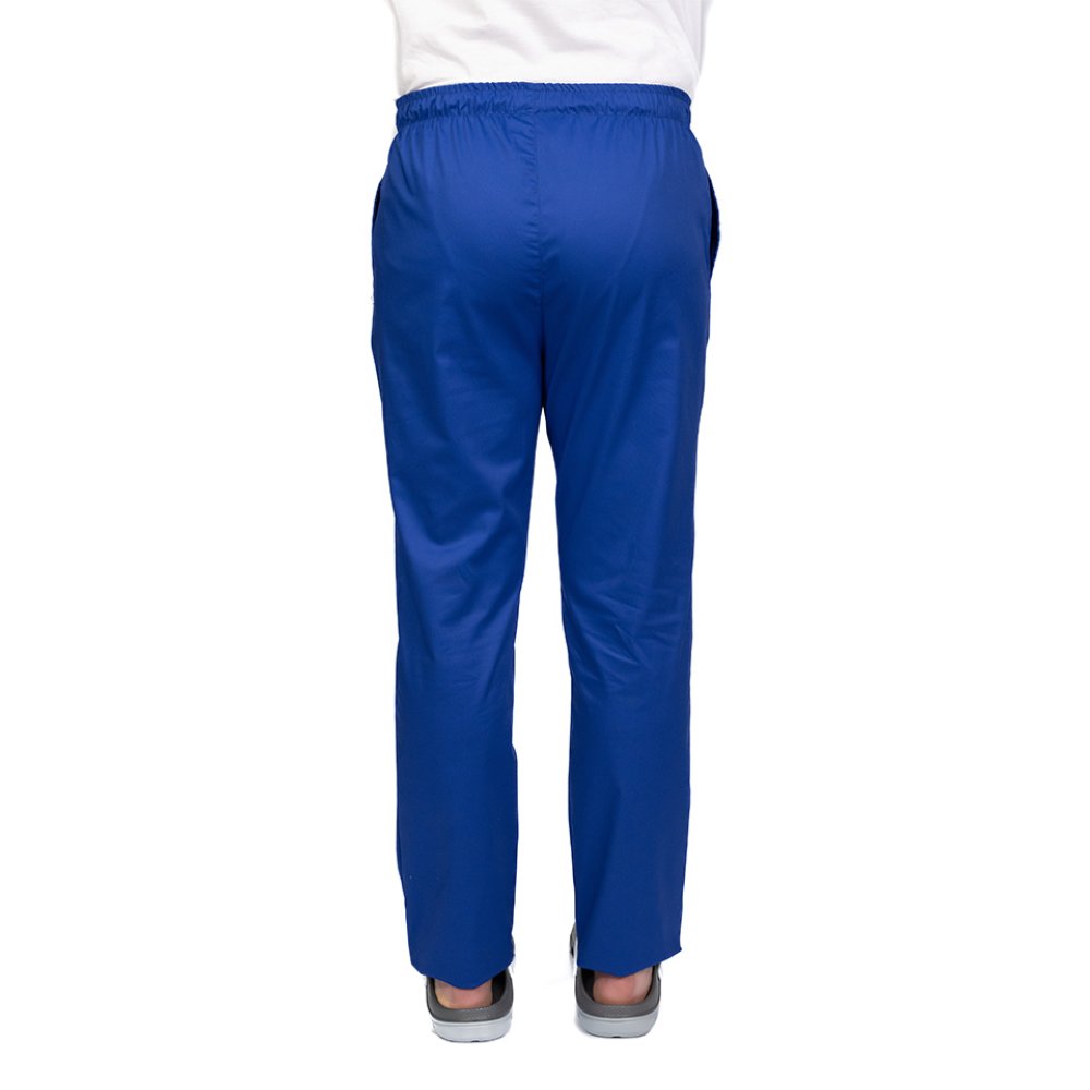 Pantaloni medicali albastri cu elastan,barbati, cu snur in talie si doua buzunare laterale