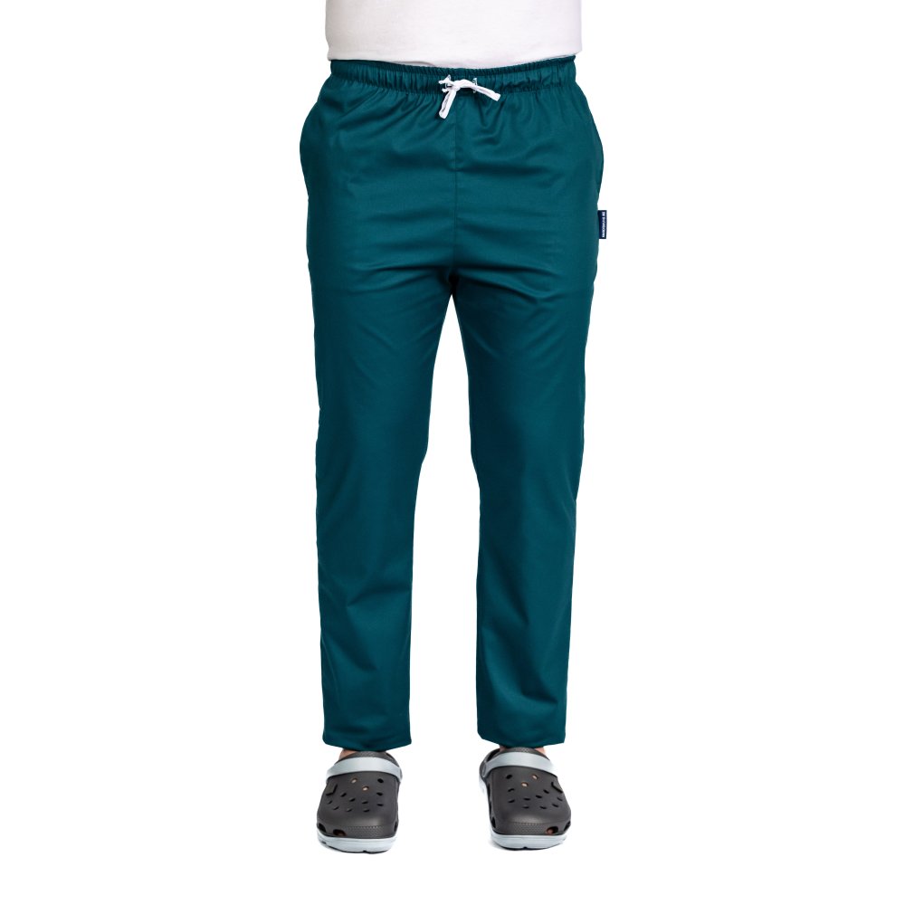 Pantaloni medicali tuborg cu elastan,barbati, cu snur in talie si doua buzunare laterale