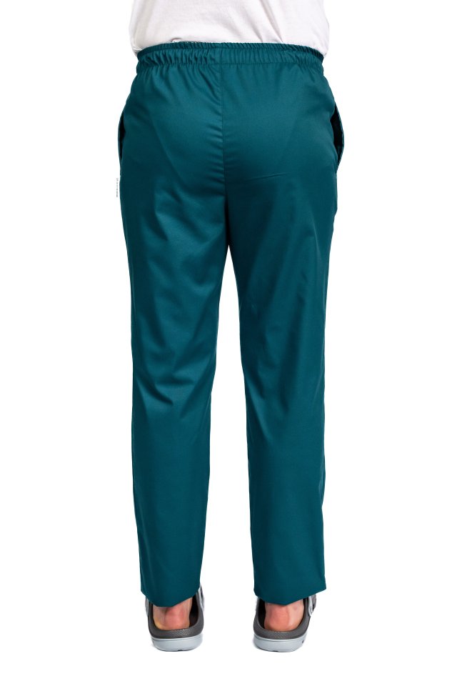 Pantaloni medicali tuborg cu elastan,barbati, cu snur in talie si doua buzunare laterale