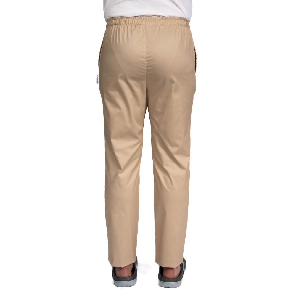 Pantaloni medicali crem cu elastan,barbati, cu snur in talie si doua buzunare laterale