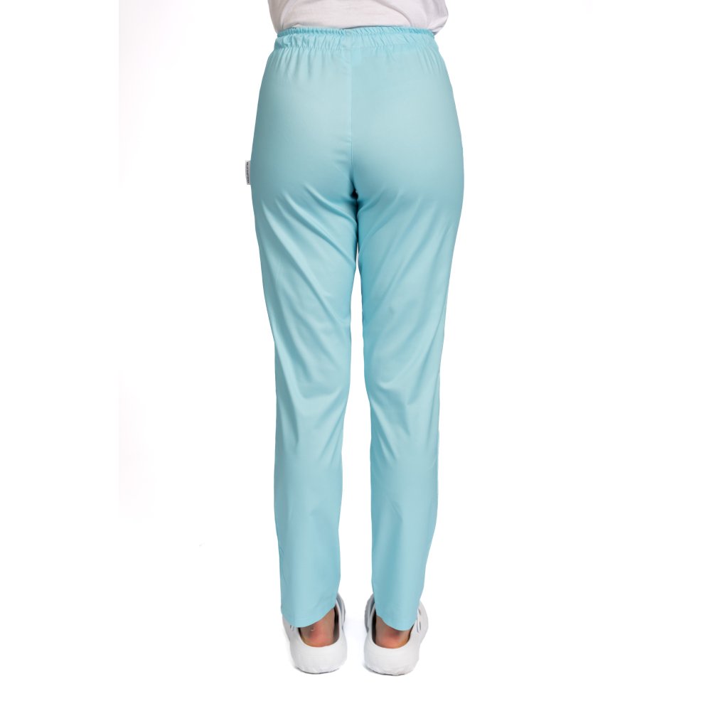 Pantaloni medicali cu elastan menta, model dama, cu snur si doua buzunare laterale