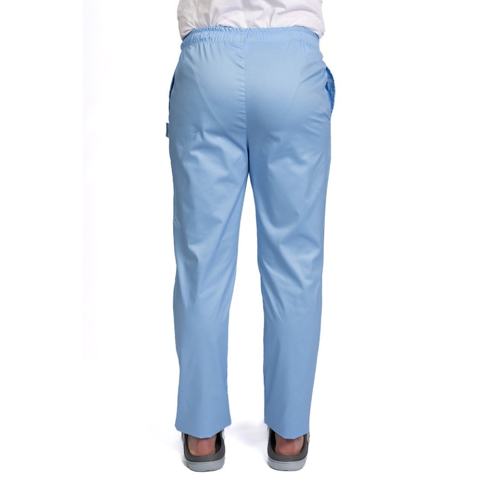 Pantaloni medicali bleu cu elastan,barbati, cu snur in talie si doua buzunare laterale