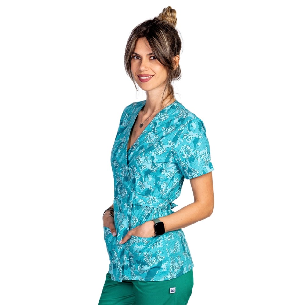 Halat medical kimono Green Army, cu doua buzunare aplicate