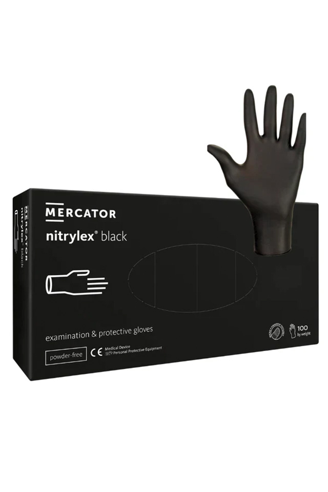 Set 100 bucati manusi nitrylex black protectie si examinare doctor in uniforma