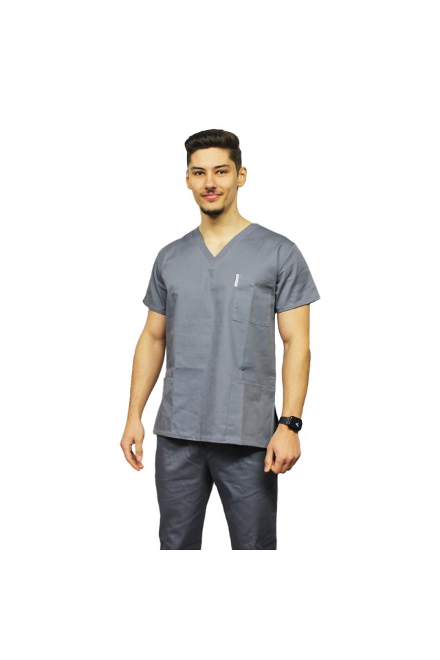 Costum medical barbati gri unisex