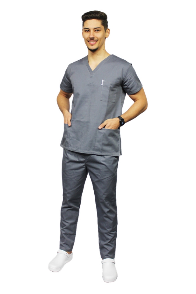 Costum medical barbati gri unisex