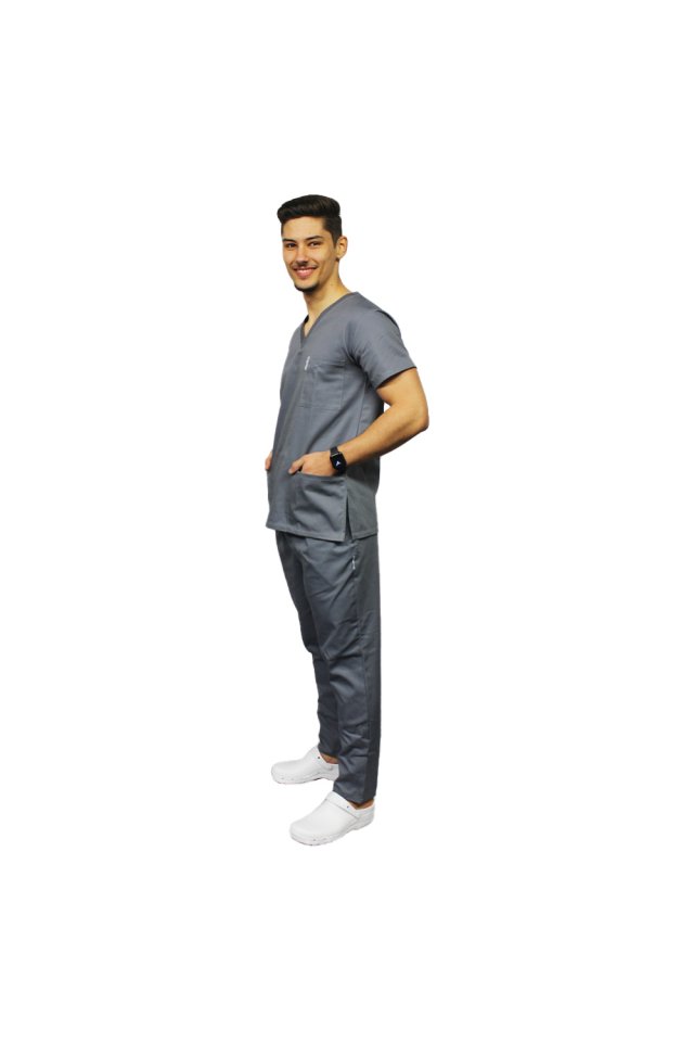 Costum medical barbati gri unisex