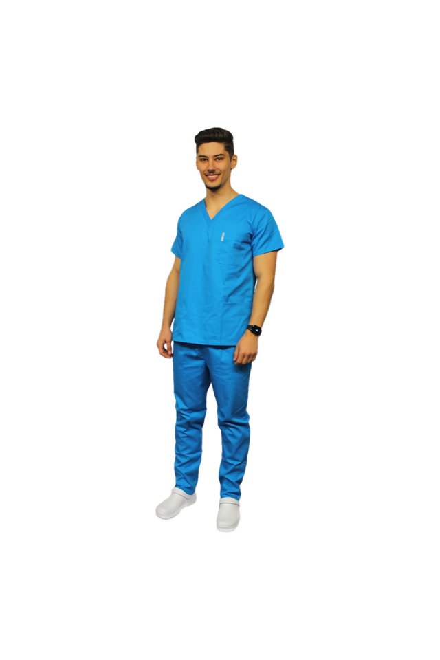 Costum medical barbati turcoaz unisex