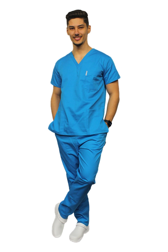 Costum medical barbati turcoaz unisex