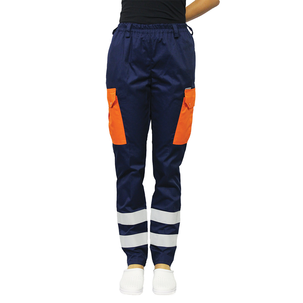 Pantaloni model AMBULANTA ,unisex, cu benzi reflectorizante, elastic si doua buzunare laterale