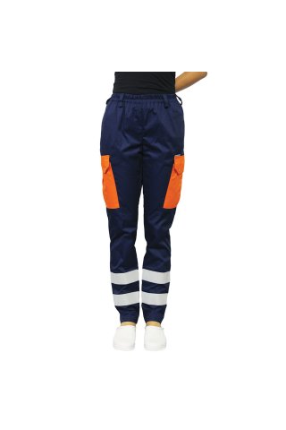 Pantaloni model AMBULANTA ,unisex, cu benzi reflectorizante, elastic si doua buzunare laterale