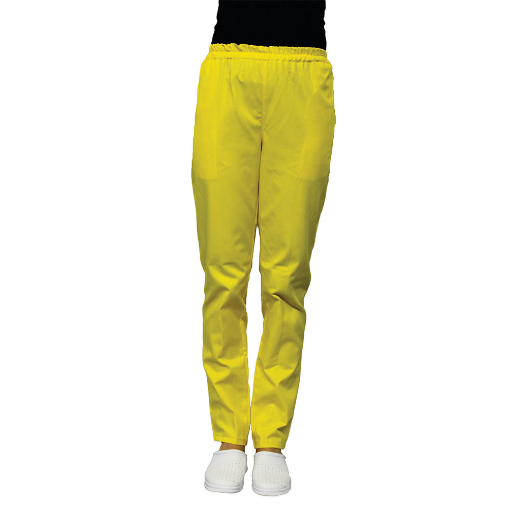 Pantaloni unisex galbeni cu elastic si doua buzunare laterale