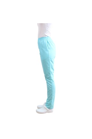 Pantaloni medicali menta cu elastic si doua buzunare laterale
