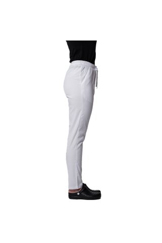 Pantaloni medicali stretch albi cu snur si elastic