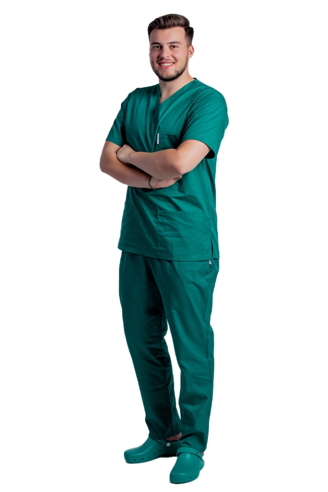 Costum medical barbati verde chirurgical unisex