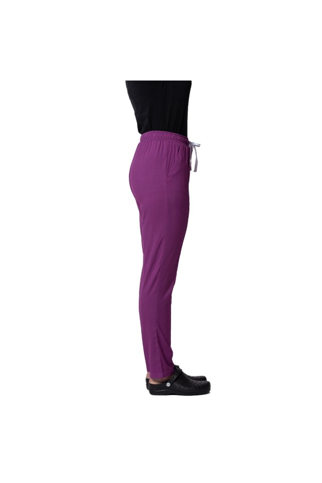 Pantaloni medicali stretch magenta cu snur si elastic