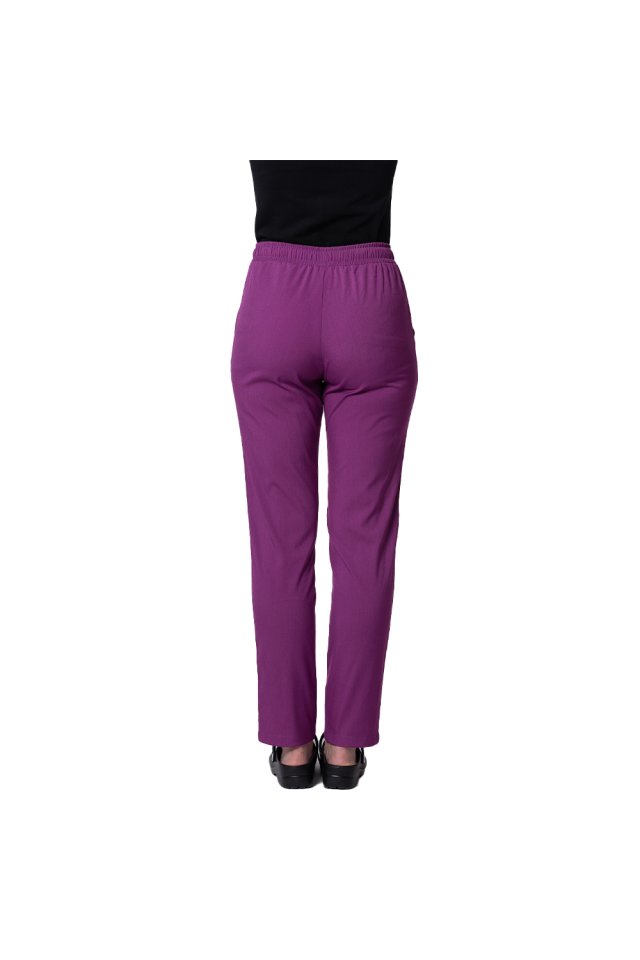 Pantaloni medicali stretch magenta cu snur si elastic