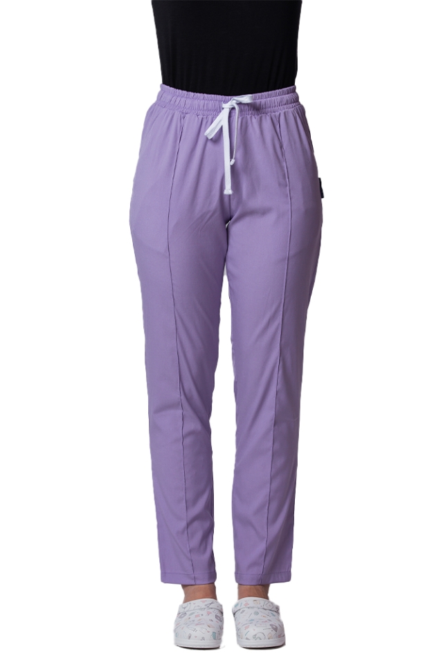 Pantaloni medicali stretch lila cu snur si elastic