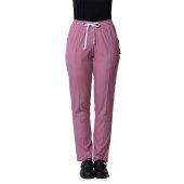 Pantaloni medicali stretch roz cu snur si elastic..
