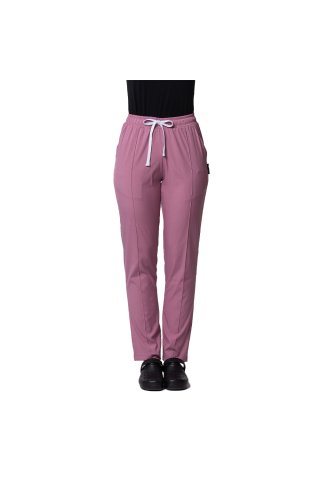 Pantaloni medicali stretch roz cu snur si elastic