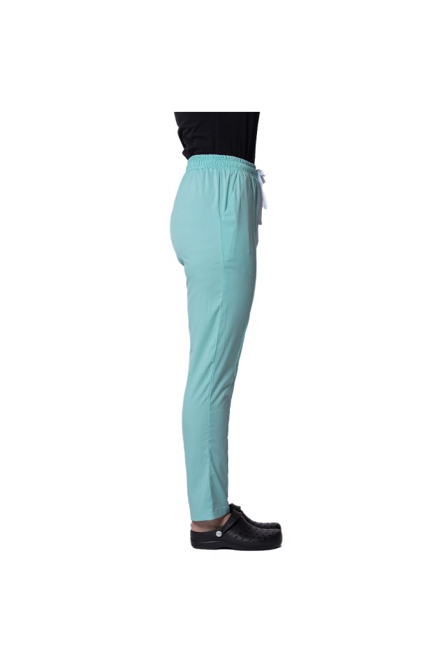 Pantaloni medicali stretch menta cu snur si elastic