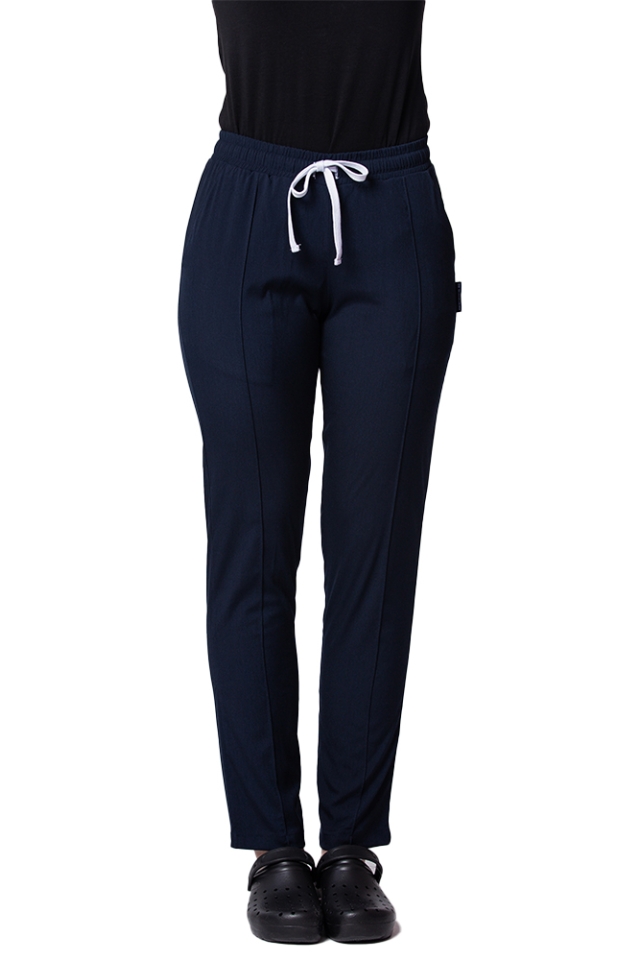 Pantaloni medicali stretch bleumarin cu snur si elastic