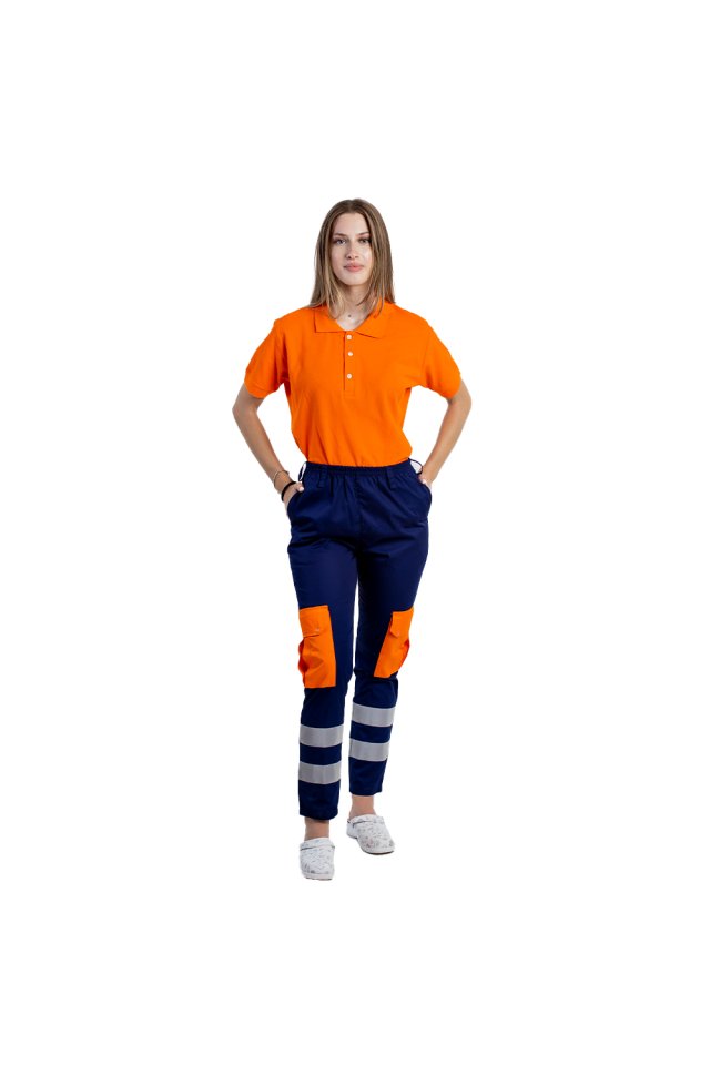 Tricou Ambulanta, portocaliu, tip polo, cu guler si inchidere cu nasturi