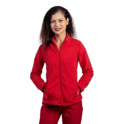 Jacheta medicala polar rosie cu doua buzunare aplicate