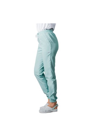 Pantaloni medicali stretch tip jogger menta cu snur si elastic in talie si la glezna