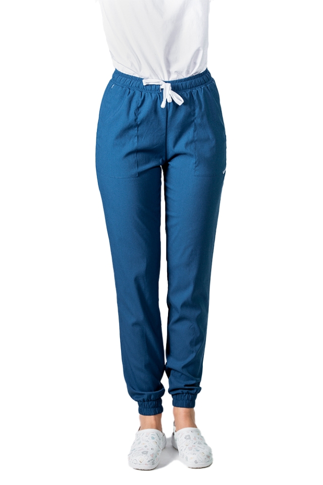 Pantaloni medicali stretch tip jogger jeans cu snur si elastic in talie si la glezna..