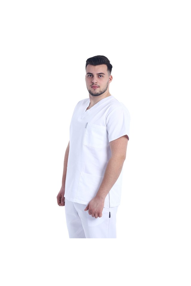 Costum medical barbati alb unisex