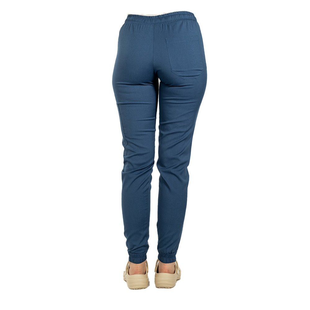 Pantaloni medicali stretch tip jogger jeans cu snur si elastic in talie si la glezna