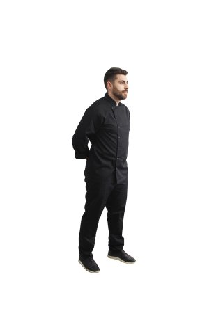 Uniforma bucatar tip tunica negru cu maneca lunga