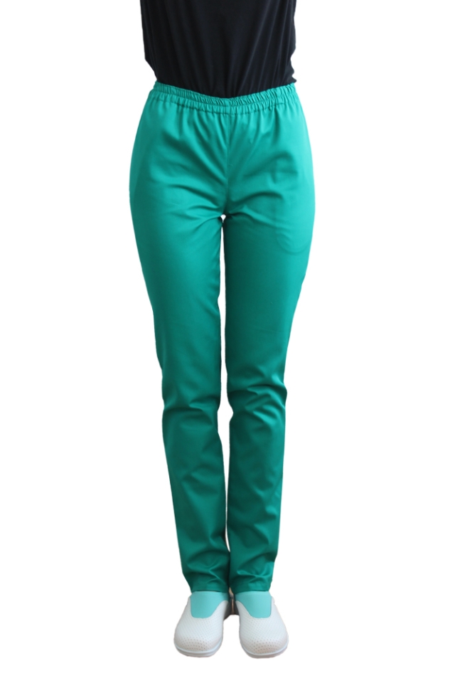 Pantaloni medicali verde chirurgical cu elastic si doua buzunare laterale