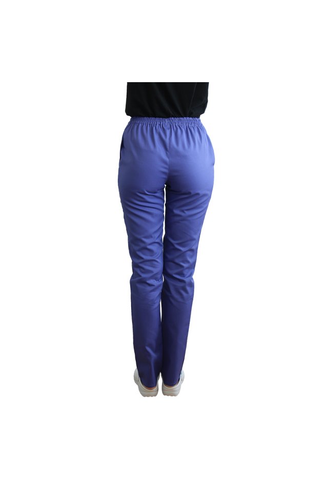 Pantaloni medicali mov cu elastic si doua buzunare laterale