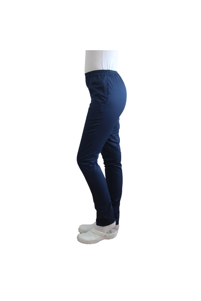 Pantaloni medicali bleumarin cu elastic si doua buzunare laterale